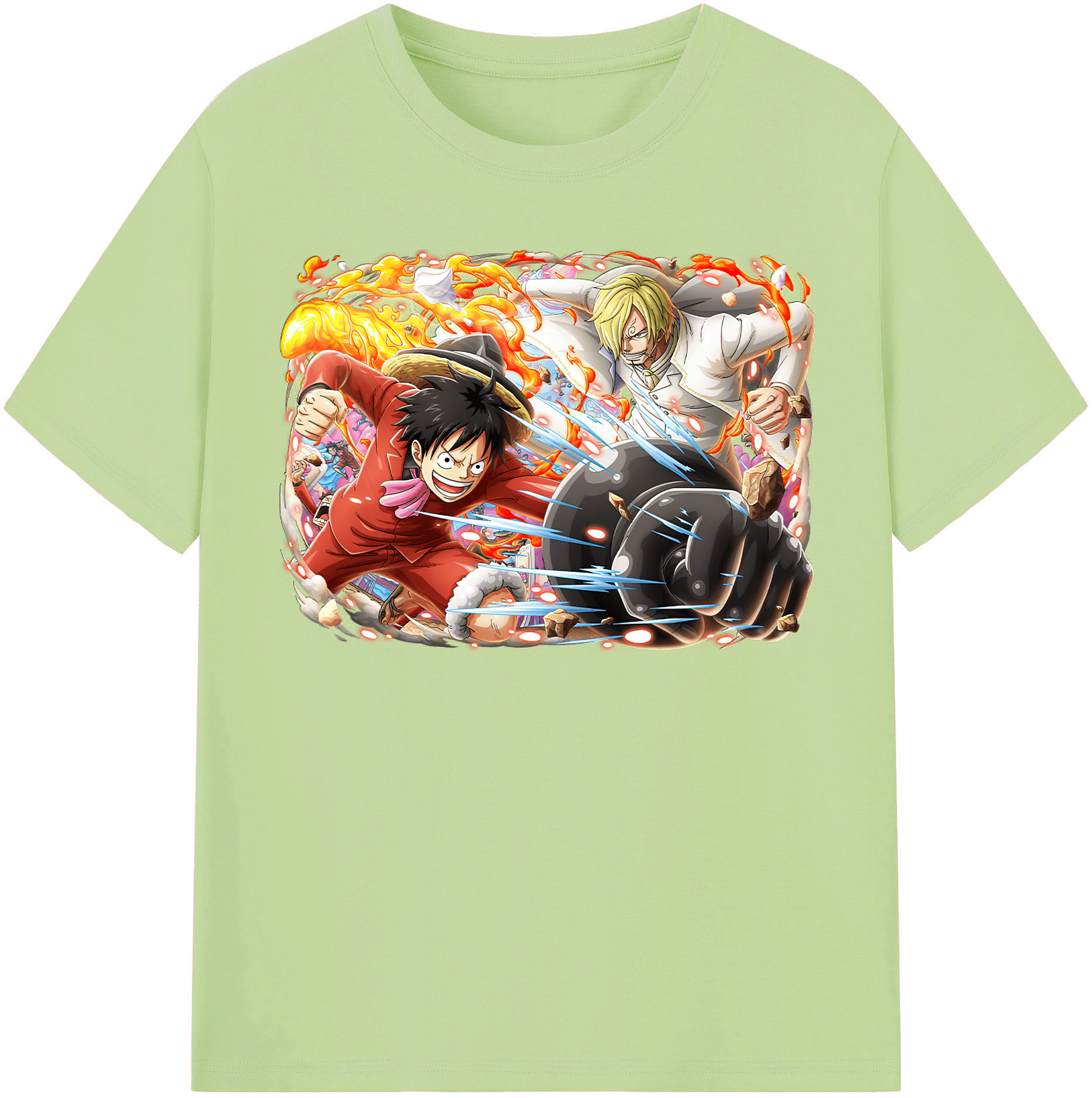 ワンピース モンキー・D・ルフィ ONE PIECE Monkey D. Luffy 綿100％半袖Tシャツ（フロントプリント）